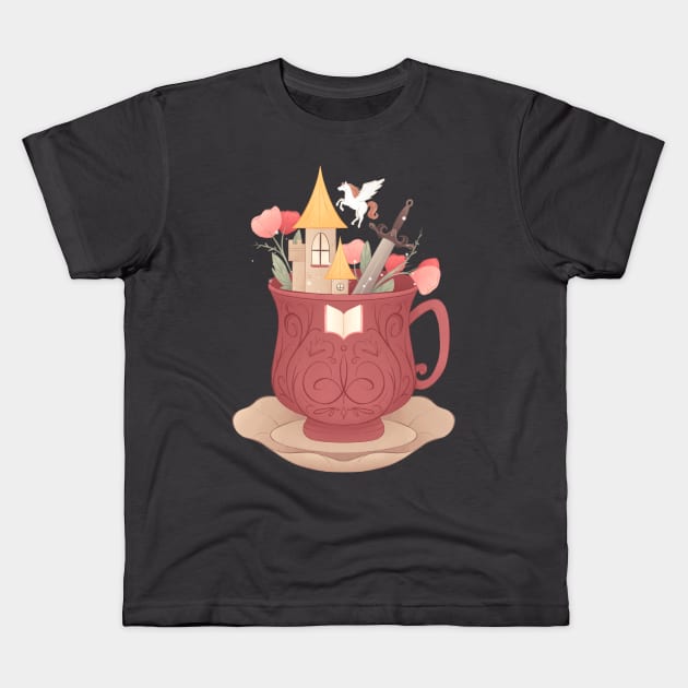 CUP OF FANTASY Kids T-Shirt by Catarinabookdesigns